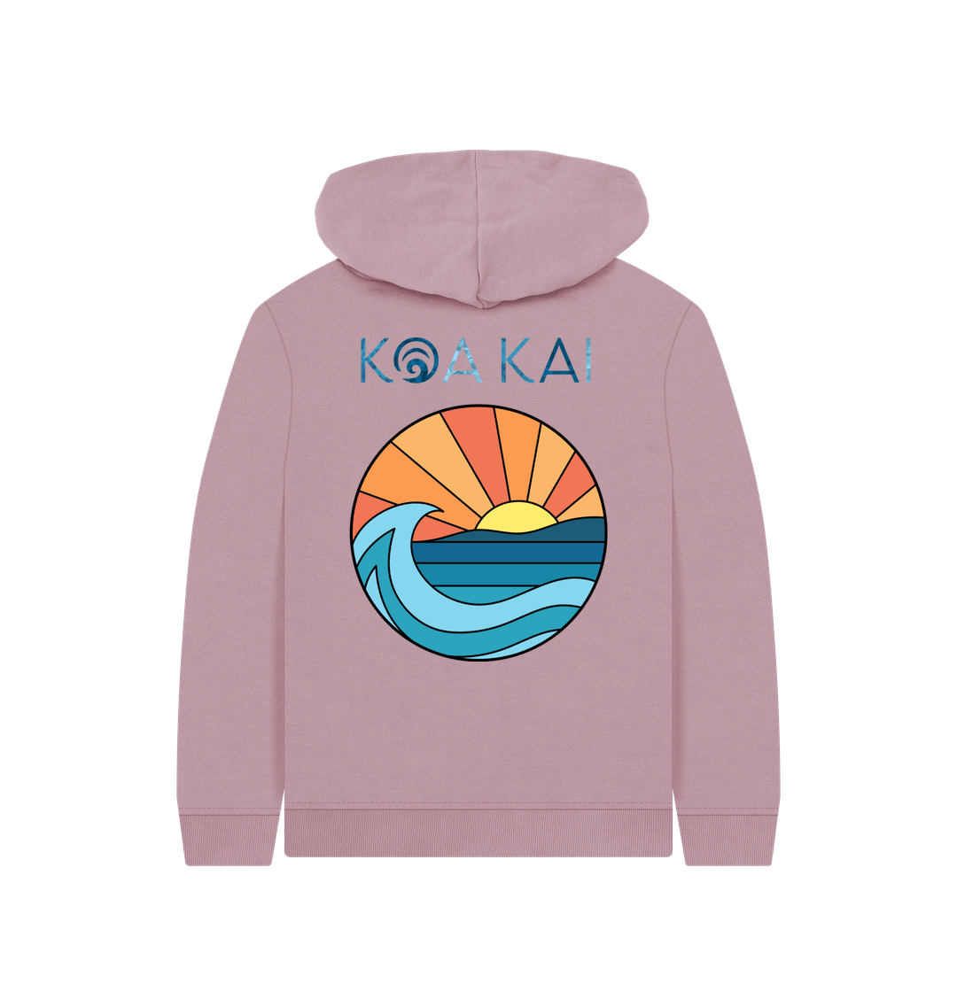 Mauve Printed Kids Hoodie Back