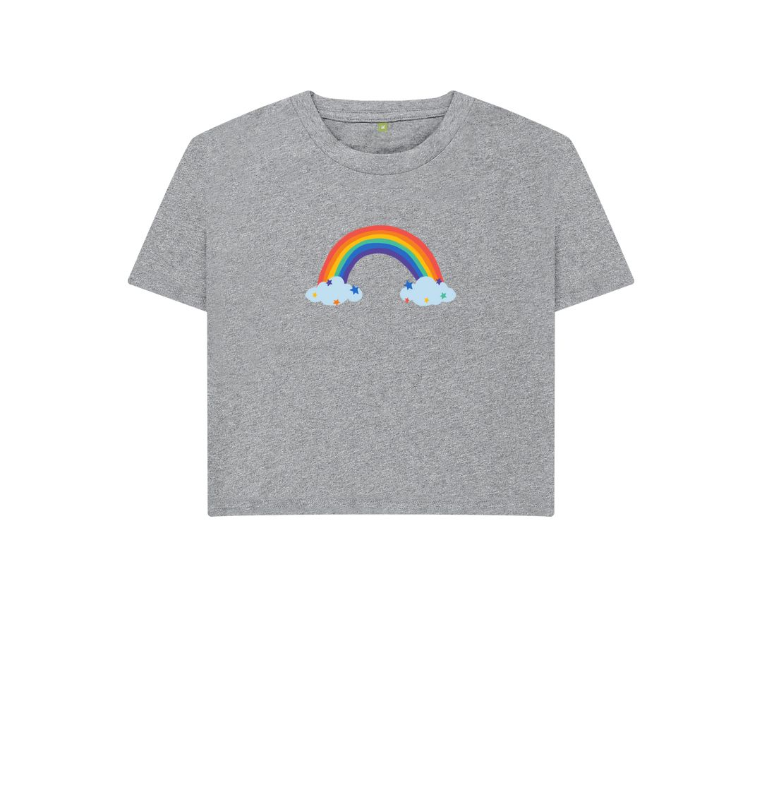 Athletic Grey Rainbow and stars boxy tee