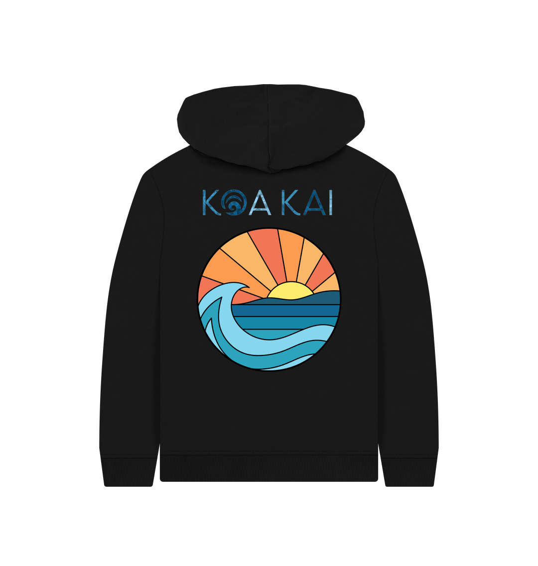 Black Printed Kids Hoodie Back