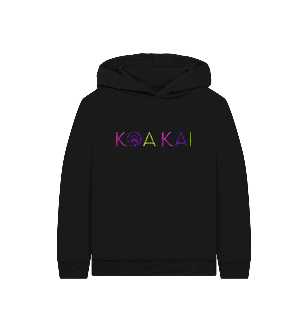 Black Printed Kids Hoodie Front