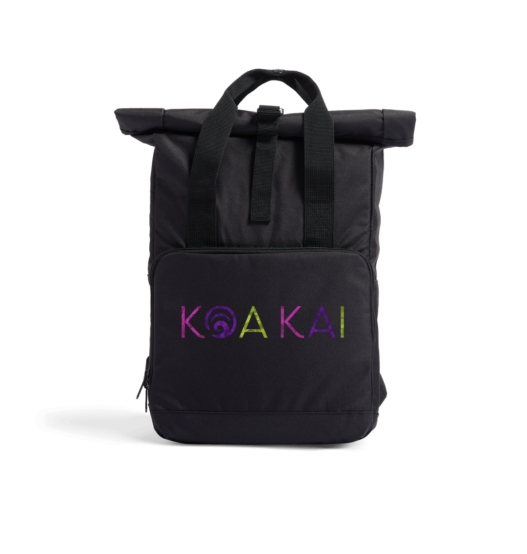 Black Koa Kai Recycled Twin handle Roll-Top Backpack