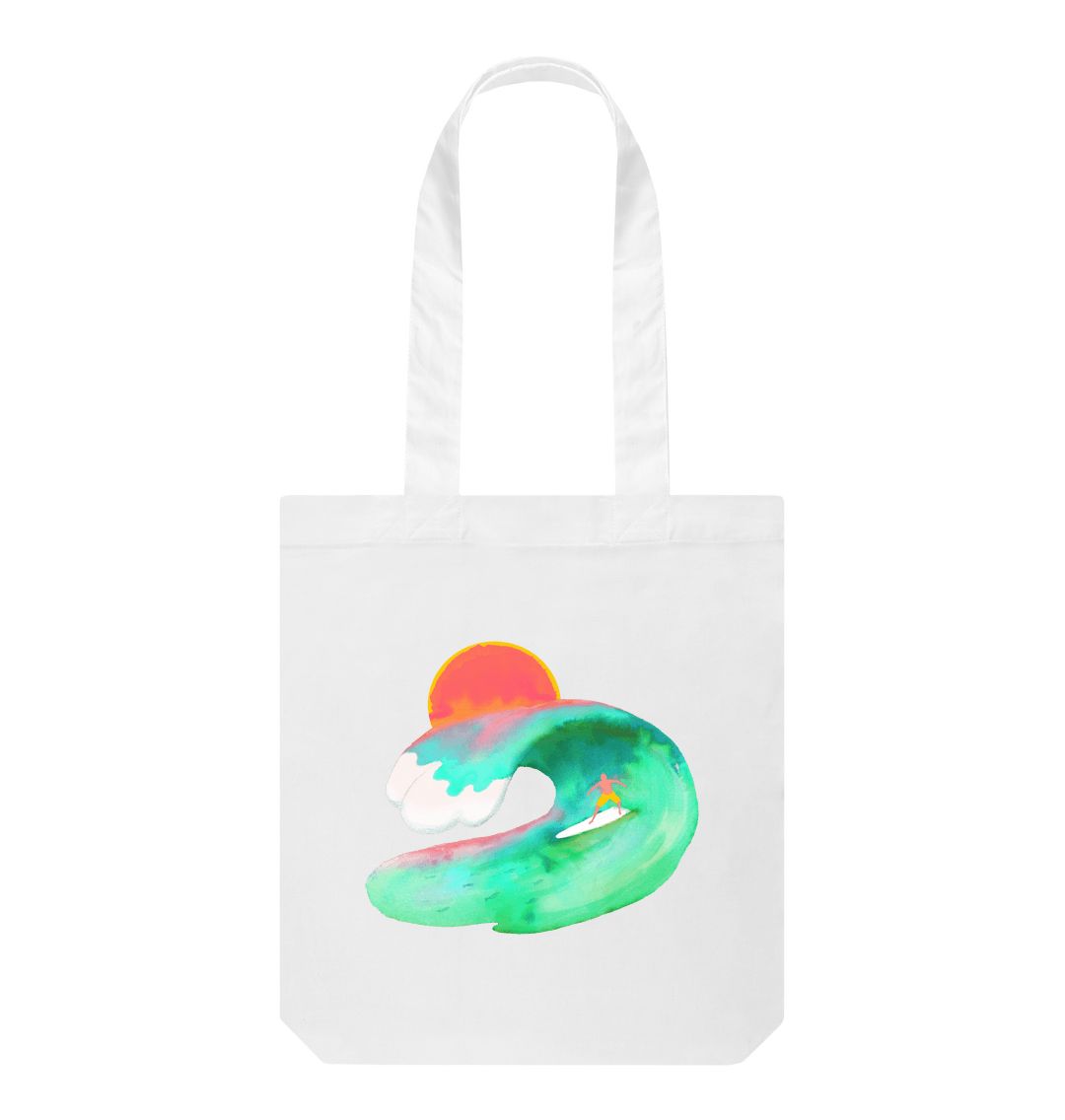White Sunset surfing tote bag