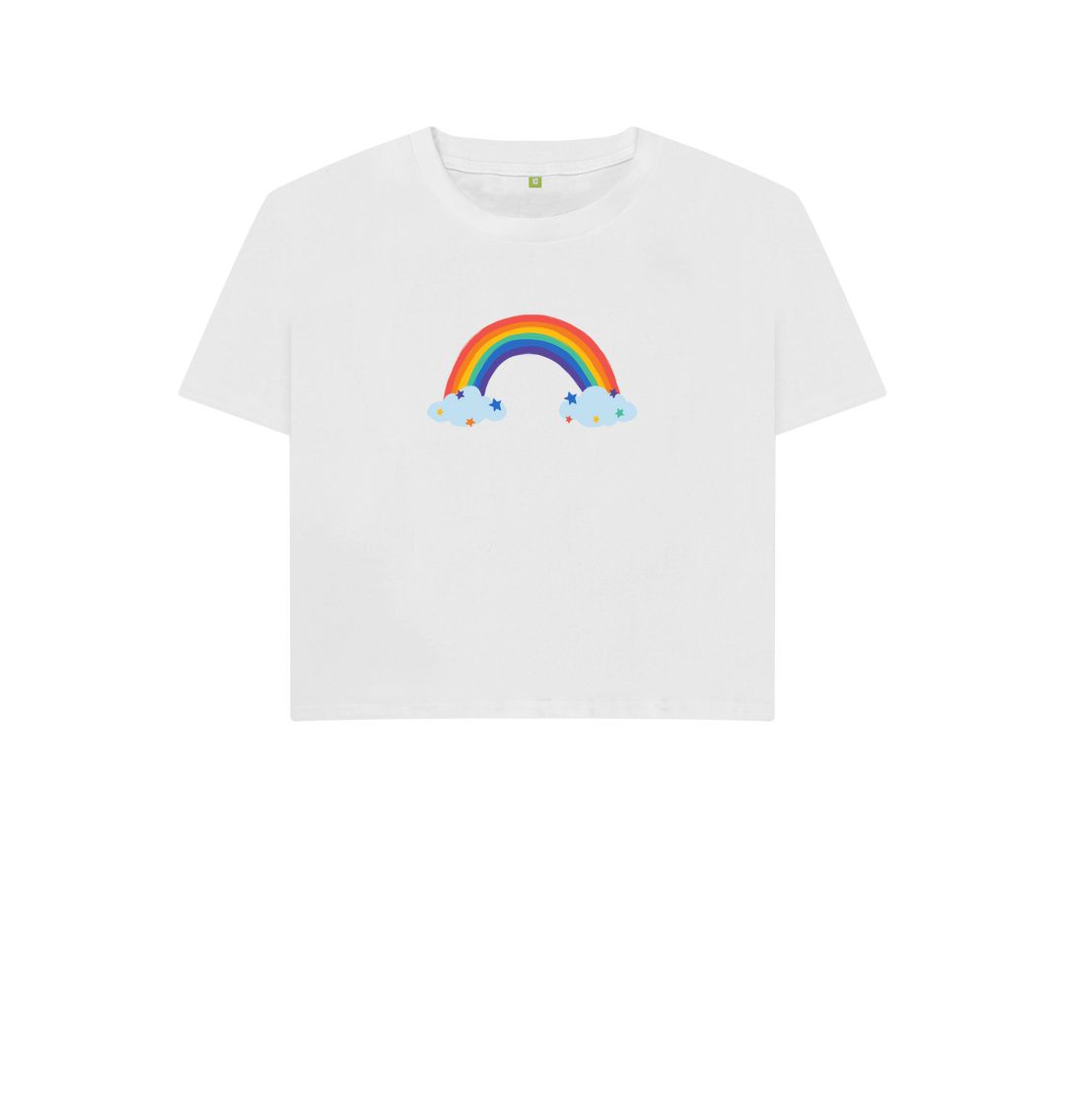 White Rainbow and stars boxy tee