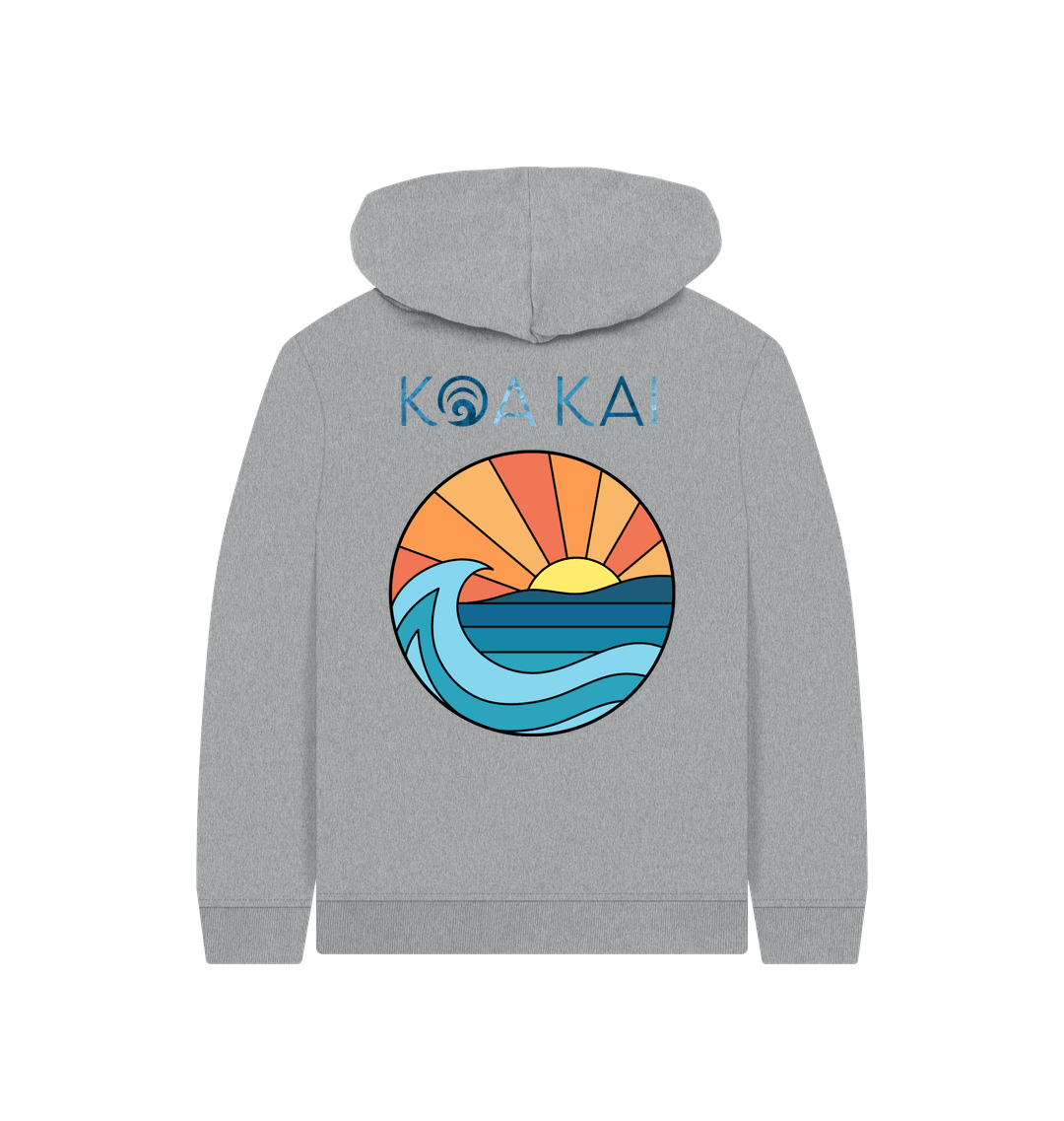 Athletic Grey Printed Kids Hoodie Back