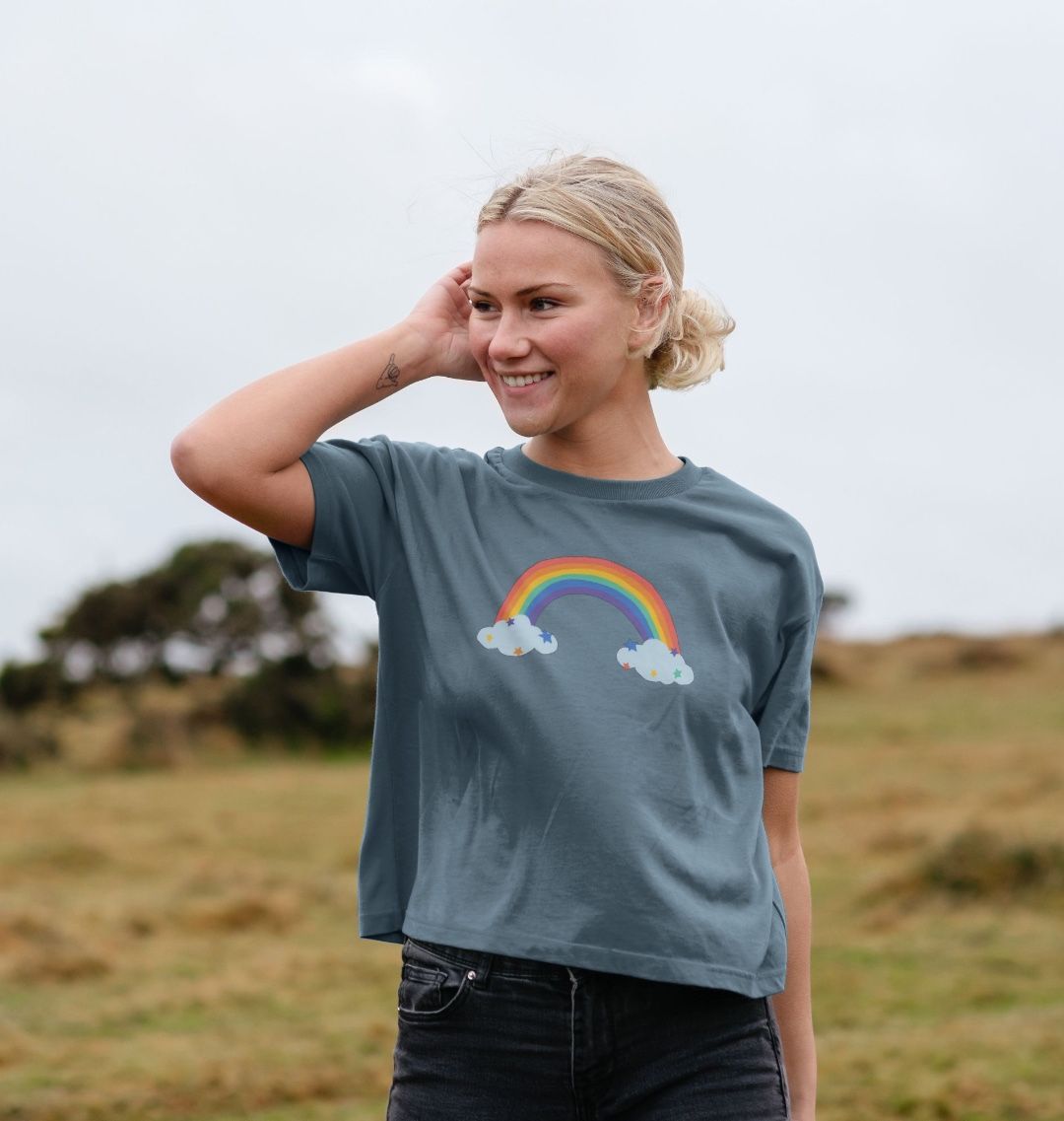 Rainbow and stars boxy tee