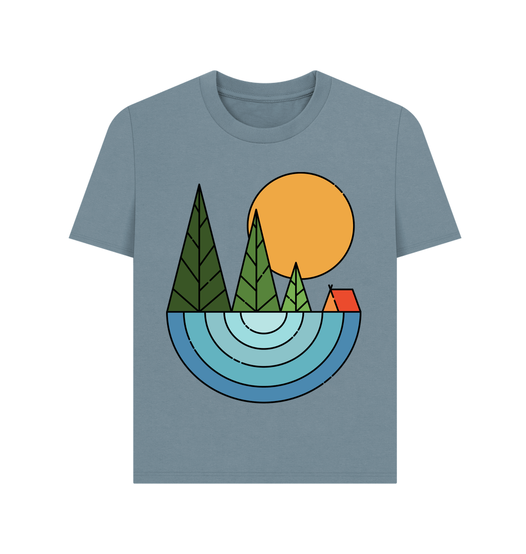 Stone Blue Printed T-shirt Front