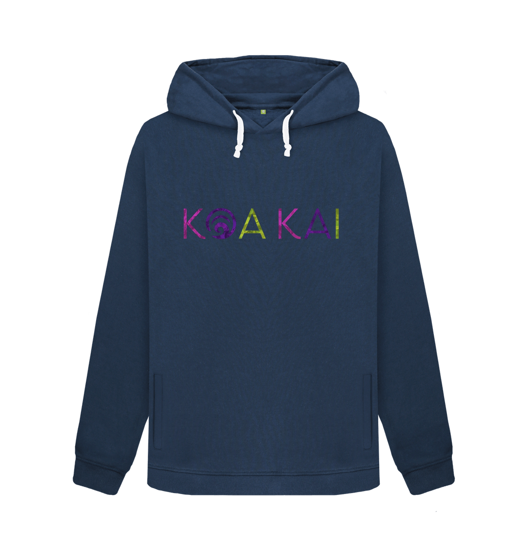 Navy Blue Koa Kai Women's White Cord Hoodie