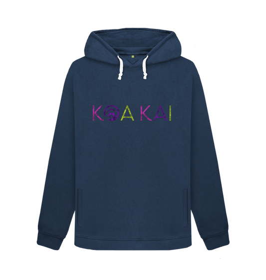 Navy Blue Koa Kai Women's White Cord Hoodie