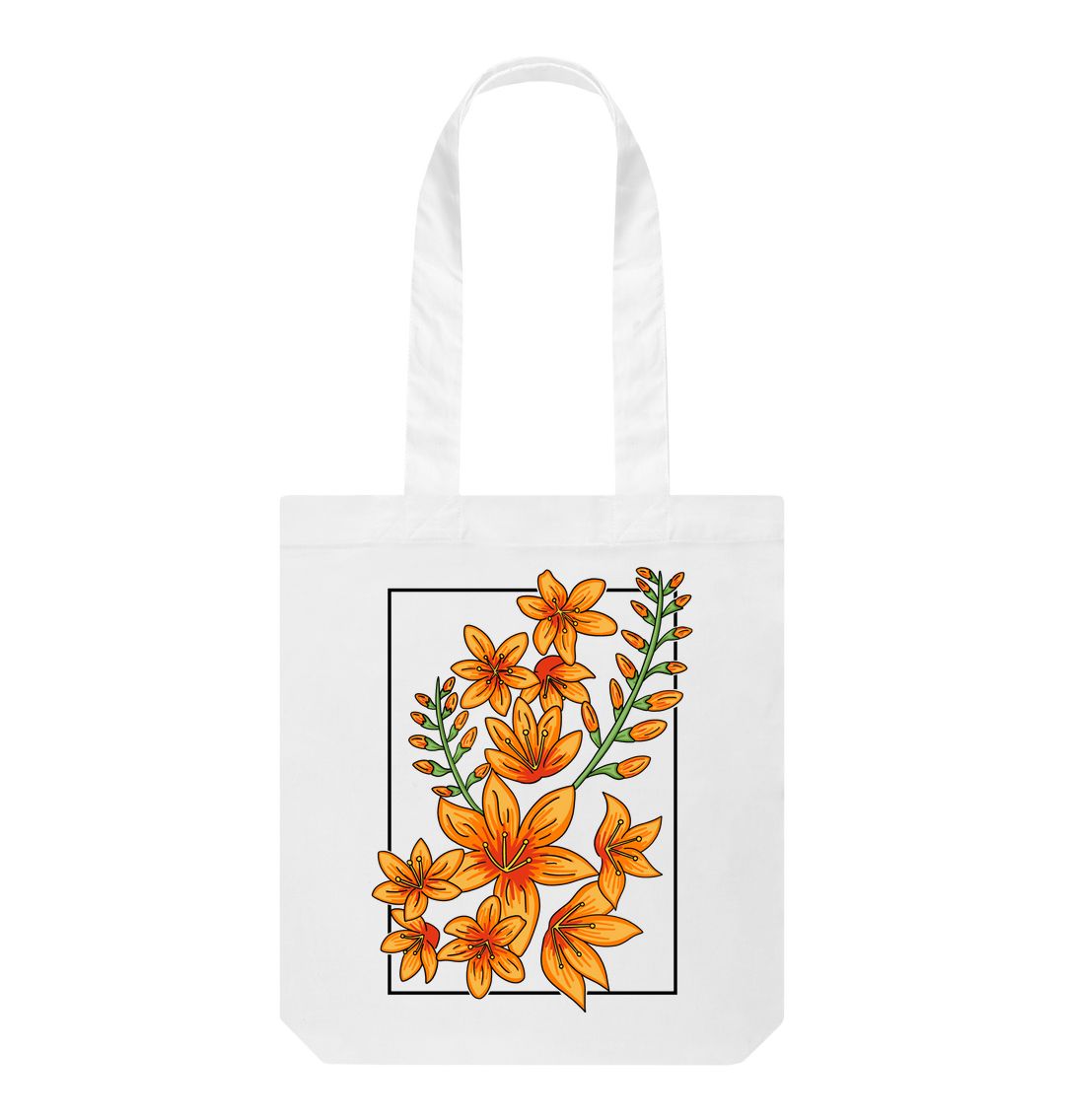 White Orange flower tote bag