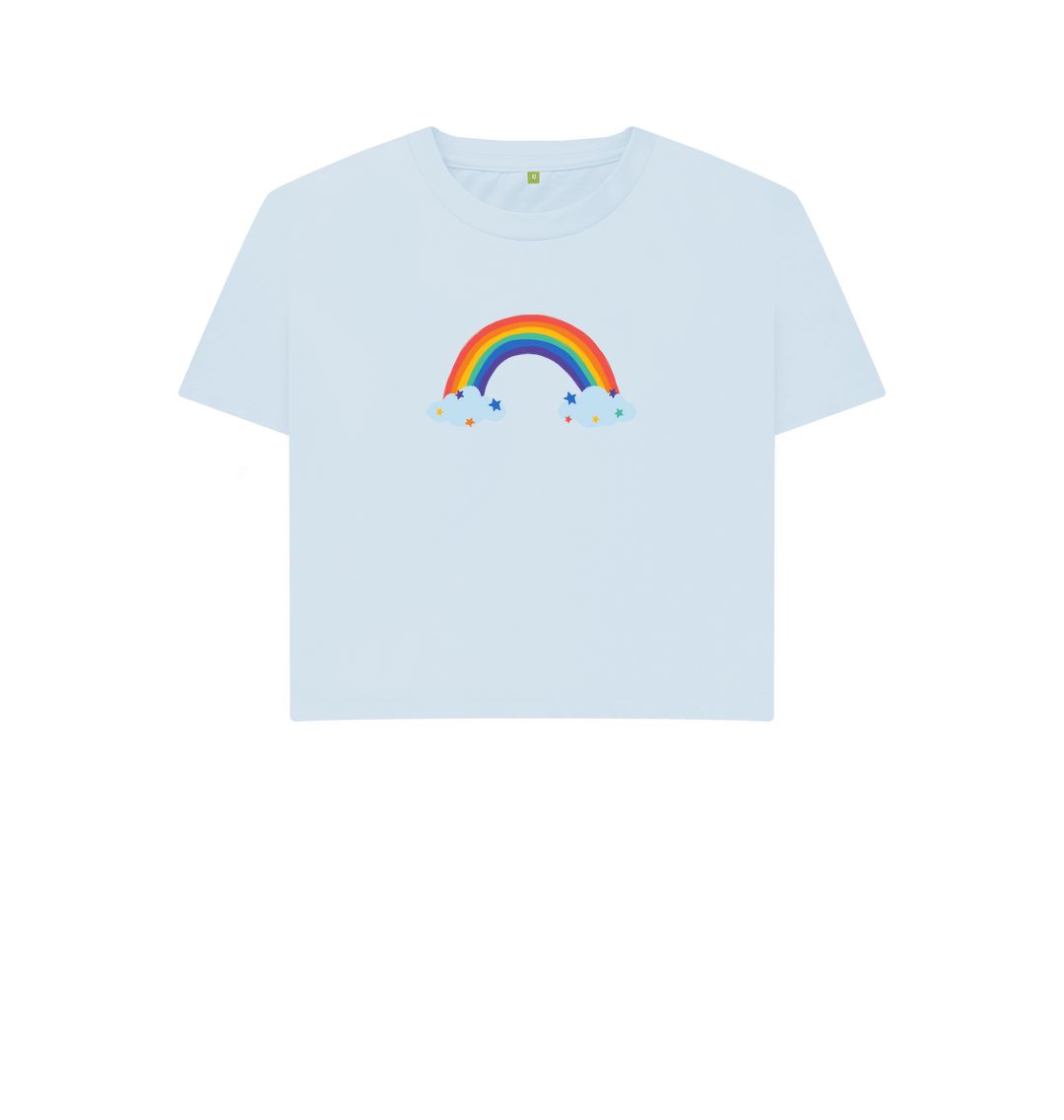 Sky Blue Rainbow and stars boxy tee