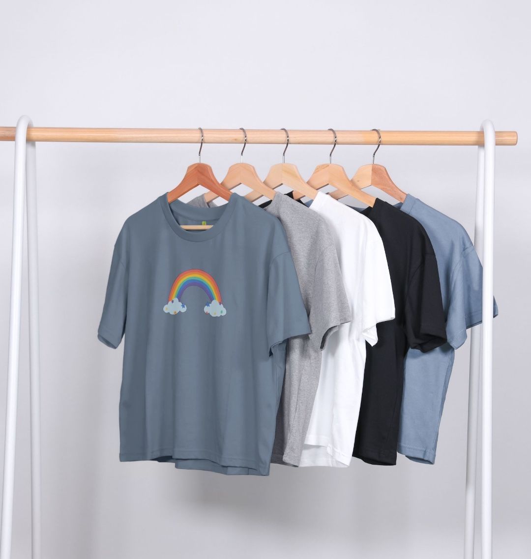 Rainbow and stars boxy tee