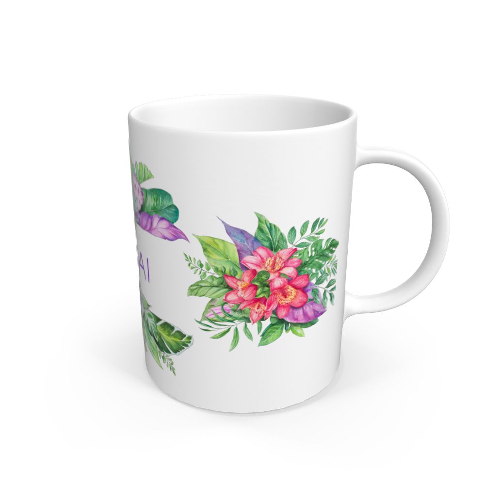 White Koa Kai flower mug