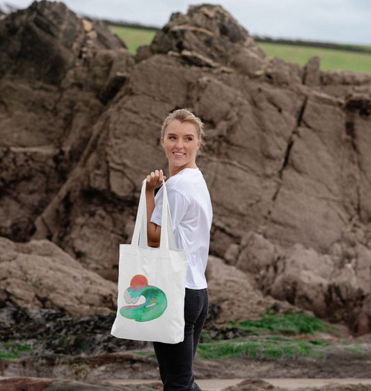 Sunset surfing tote bag