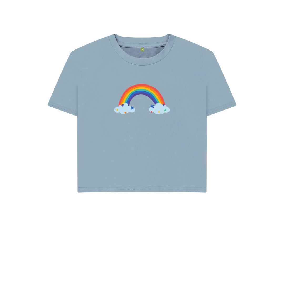 Stone Blue Rainbow and stars boxy tee